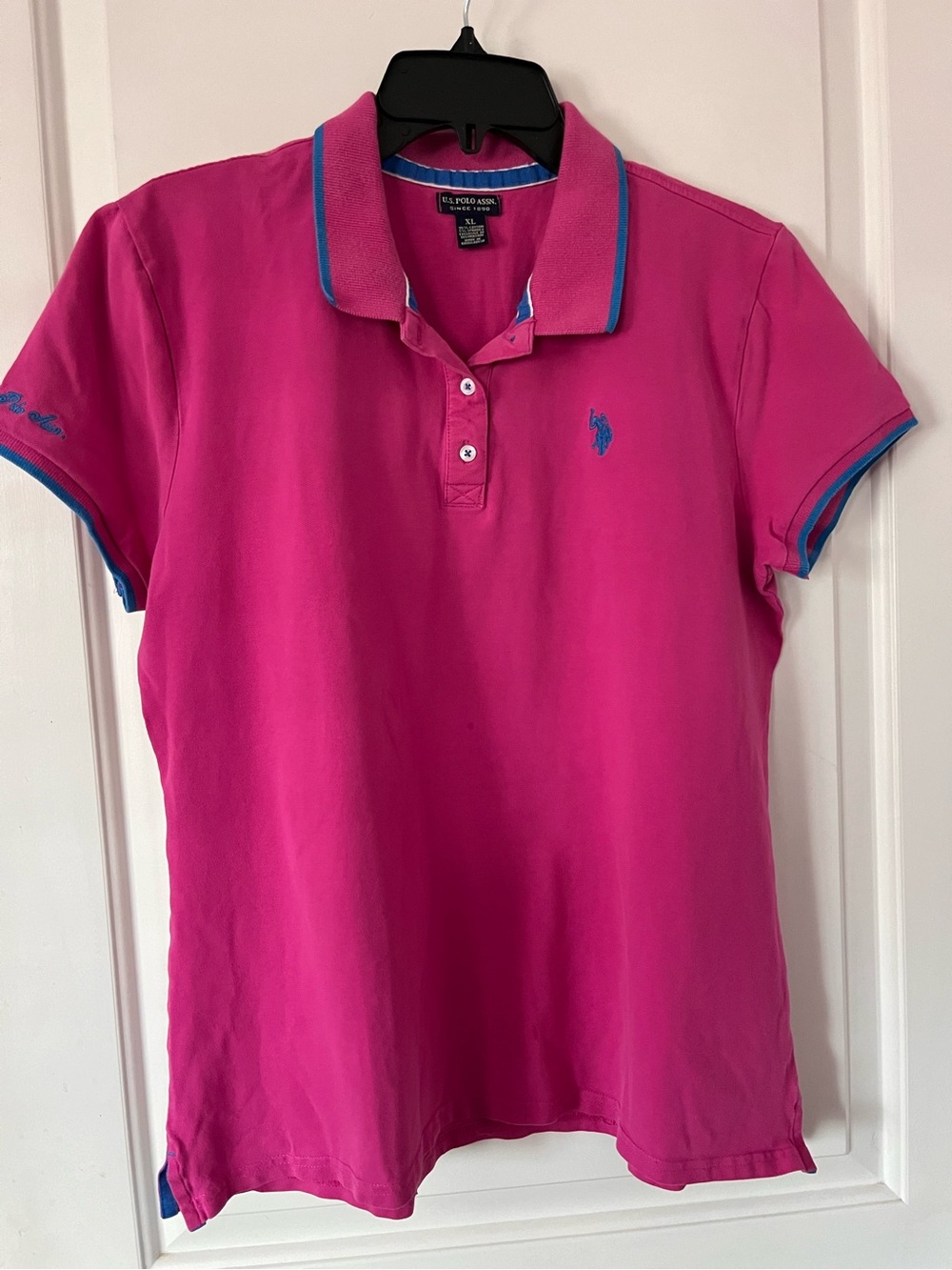 Ralph Lauren Hot Pink Polo with Blue Trim